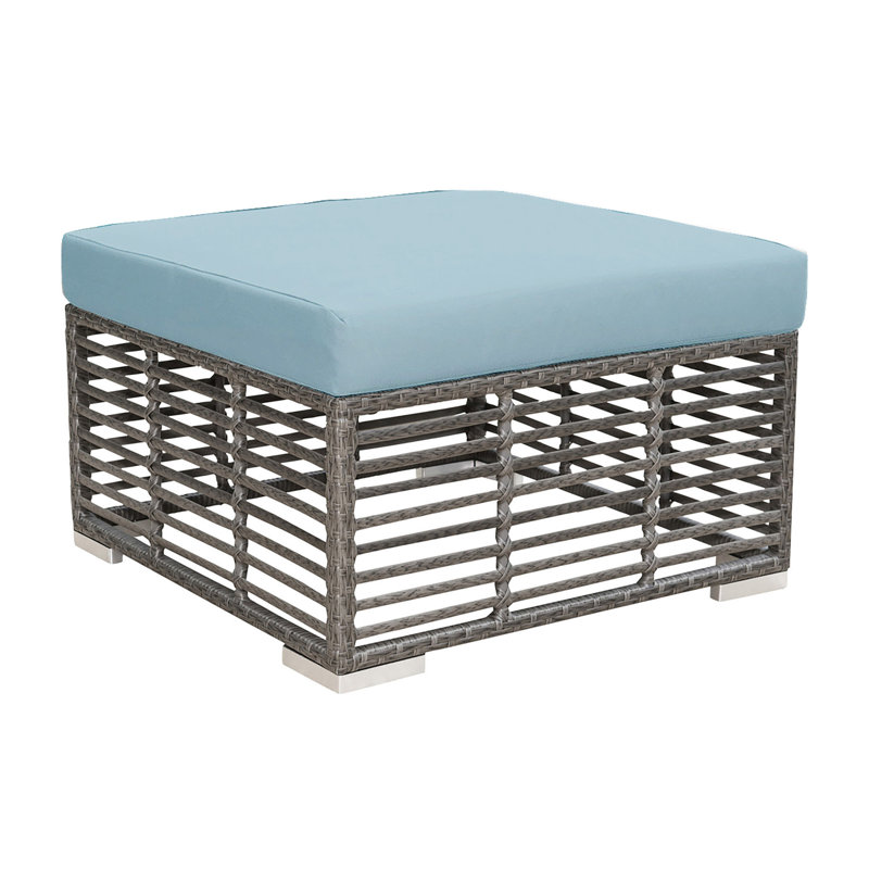 Outdoor Ottoman, Canvas Air Blue Sunbrella Canvas