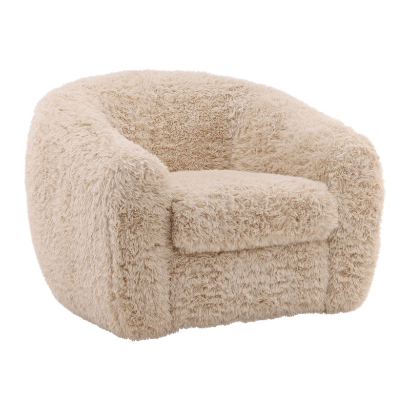 Caitlin Polyester Faux Fur Occasional Chair, Cream