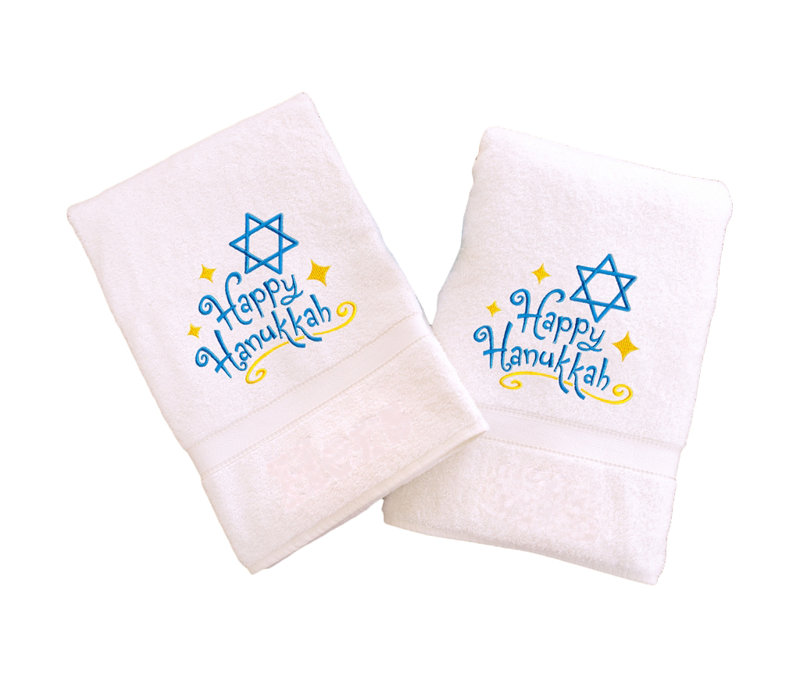 Terry Happy Hanukkah Turkish Cotton Hand Towel