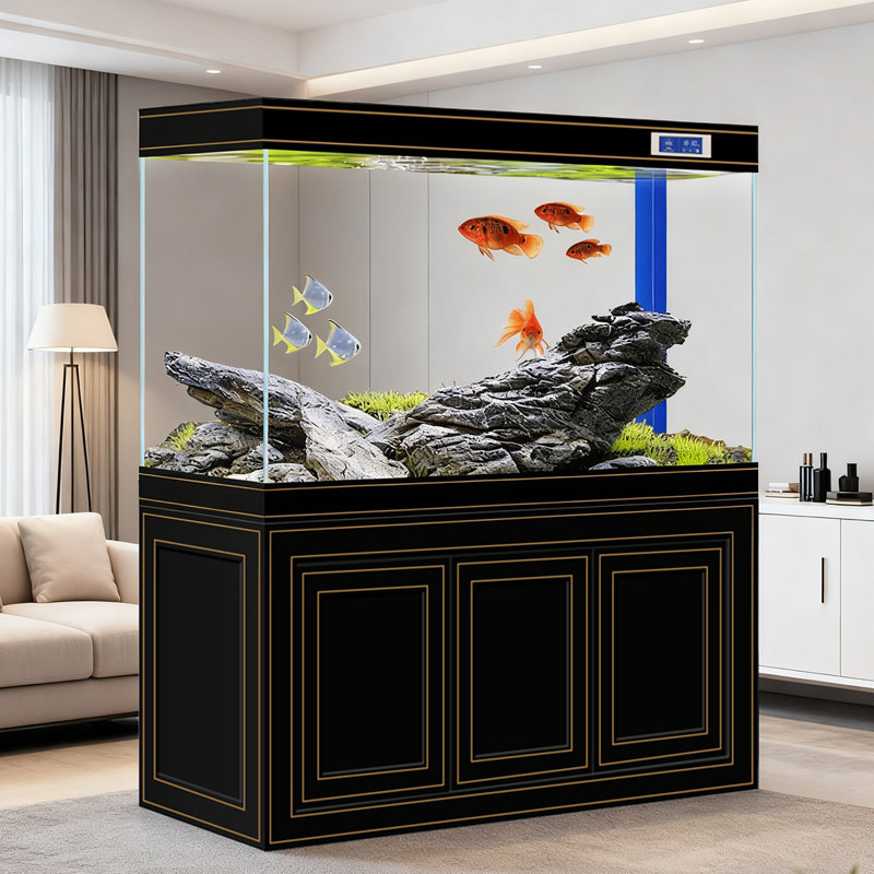 Réservoir d'aquarium en verre léger et transparent, 69,48 gallons (H 59,06 po x l 47,24 po x P 19,69 p, Noir