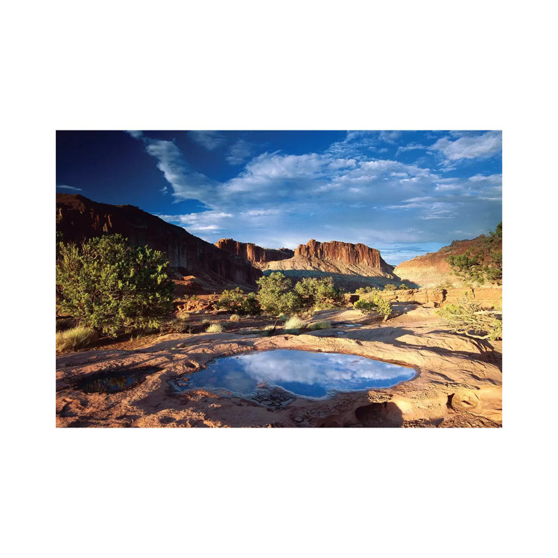 Water Pothole At Panorama Point, Capitol Reef National Park, Utah by Tim Fitzharris - Wrapped Canvas Print