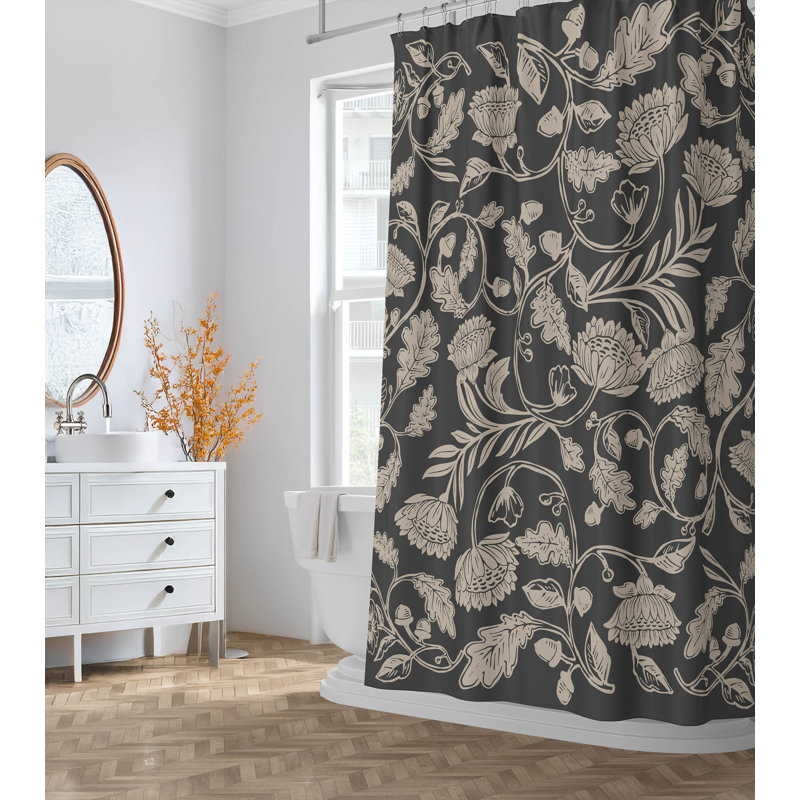Rideau de douche ultra-mince Autumn Vines, Gris anthracite
