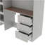 Lit mezzanine double en bois avec garde-robe intégrée, bureau, tablettes et tiroirs de rangement, gris