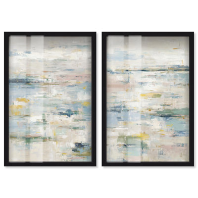 «Shallow Waters», impression abstraite duo par Art Remedy, cadre noir, 16 x 24