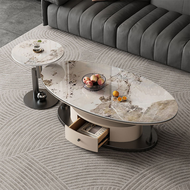 Table basse ovale légère et luxueuse, H 15,7 po x L 47,2 po x l 27,6 po