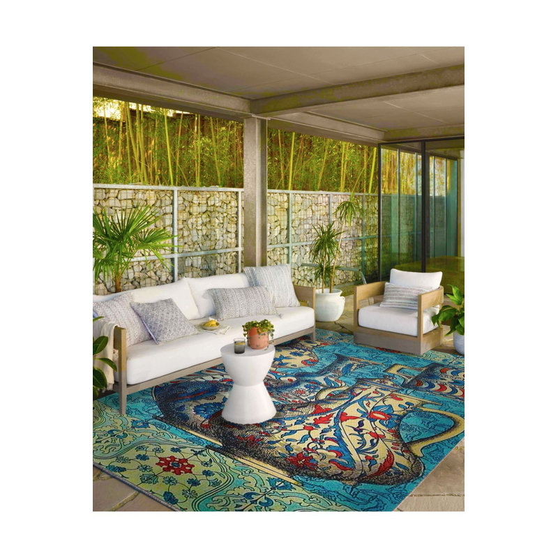 Tapis tissé à base de tuiles et tapis lavable, Rectangle 2 pi 6 po x 4 pi 11 po