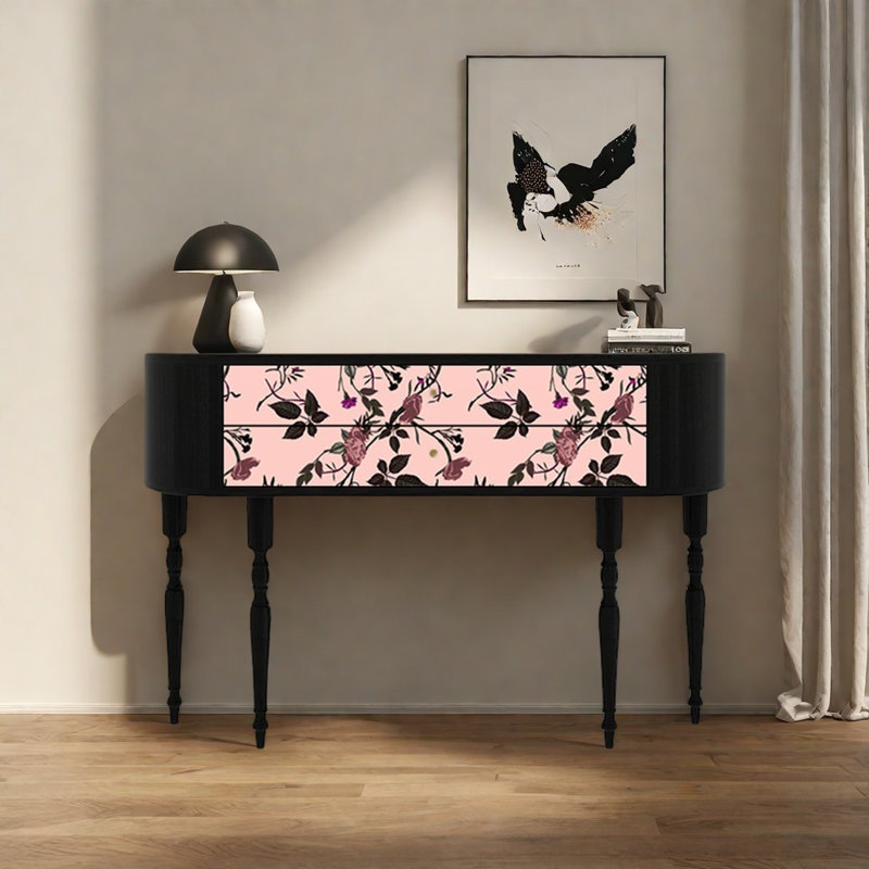 Console rétro élégante avec 2 tiroirs, H 35,43 po x l 47,24 po x P 11,81 po