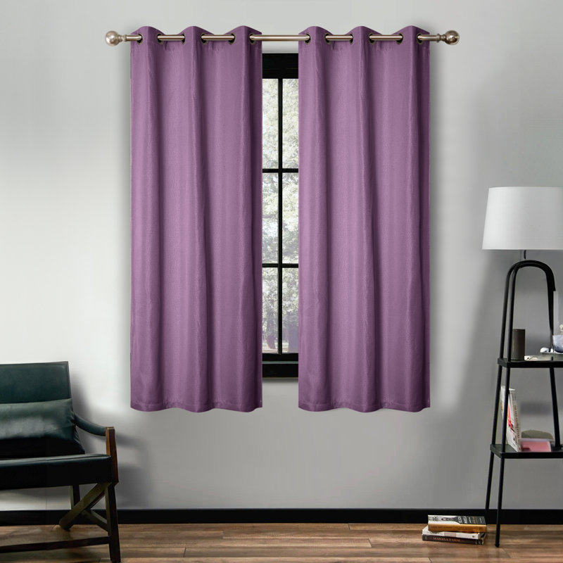 Modern Linen Inspired Classic Solid 100% Polyester Room Darkening Curtain Panel, Grommet 42" W x 63" L, Wisteria