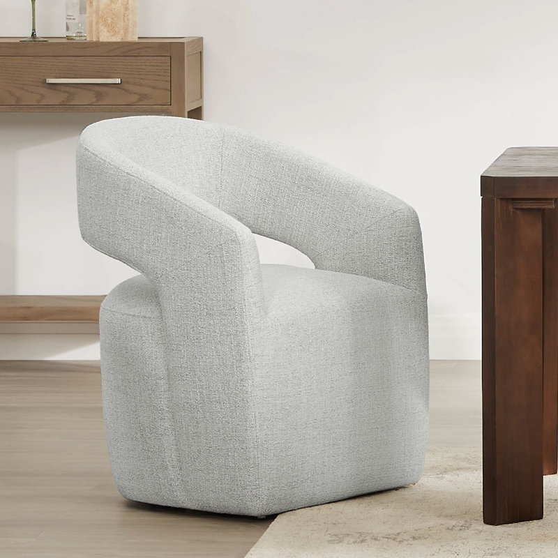Doley Upholstered Side Chairs with Hidden Casters, White (Multi-colored)