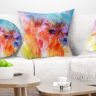 Landscape Colorful Retro Palm Trees - Forest Printed Pillow