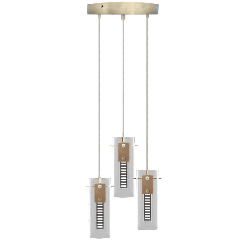 Lenoard Brushed Nickel Glass LED Island Pendant Light