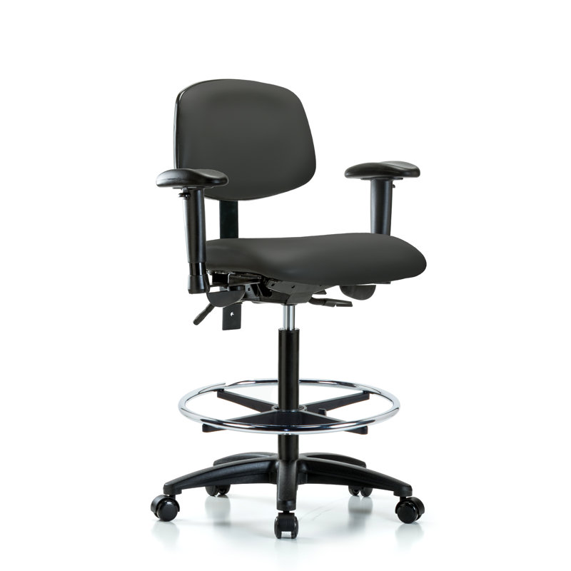 Noah Vinyl Drafting Chair, Casters, Charcoal, Not Included