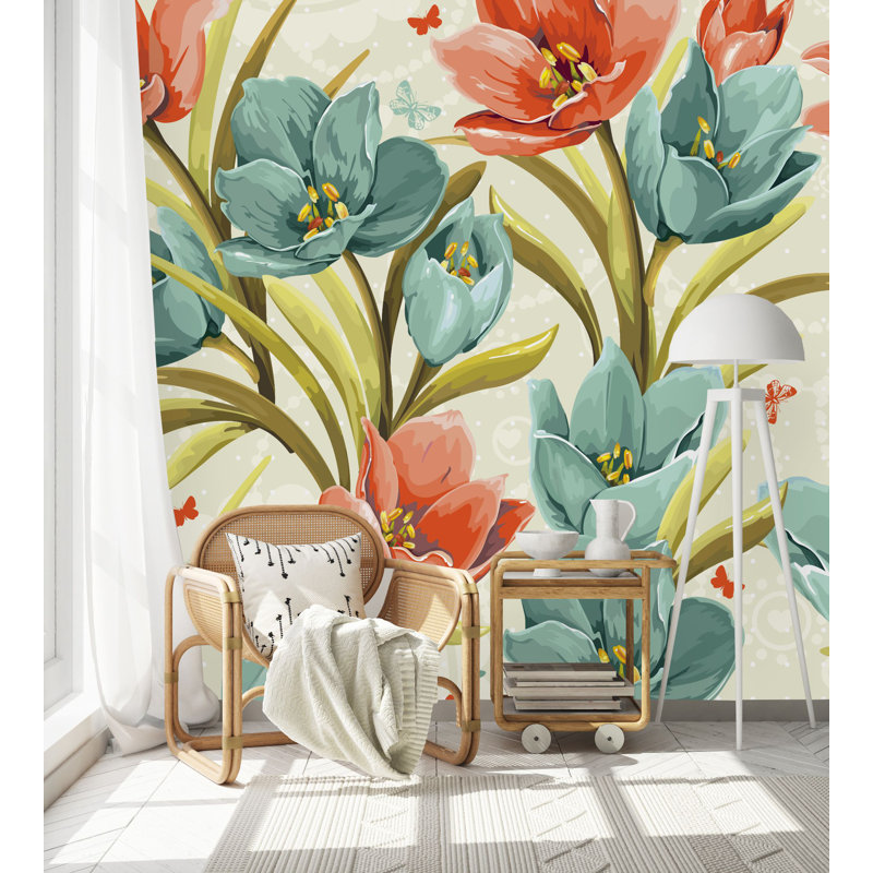 Floral Wall Mural, 100" W x 8.33" L