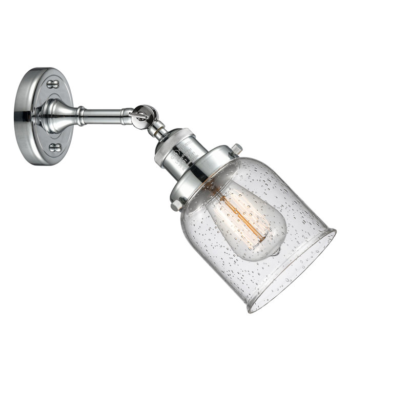 Applique murale 1 lumière 8 po Bell, Ampoule à DEL rétro de 6 watts, Grainé, Chrome poli