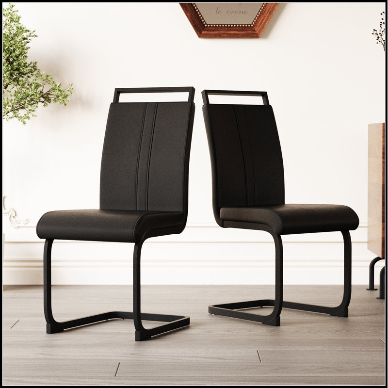 Chaises de salle à manger modernes avec similicuir en polyuréthane, dossier haut et revêtement élégant pour une assise confortable
