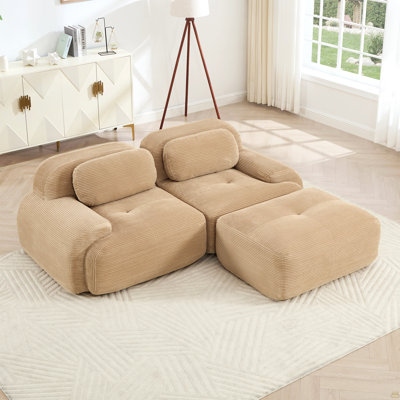 82'' L-Shaped Sofa In Softcorduroy Fabric Fabric Modular