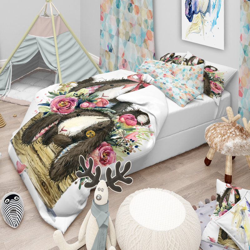 Ensemble de housse de couette pour jouets designart jolie, Housse simple + 1 taie décorative