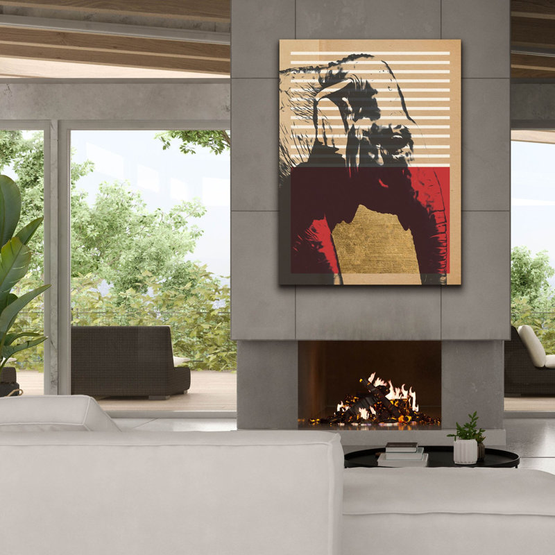  «Gold Geometric Elephant 1» par Alonzo Saunders, art mural sur toile, 40 po x 54 po, H 54 po x l 40 po