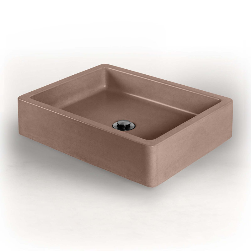 Newterra Handmade Rectangular Vessel Bathroom Sink, Clay