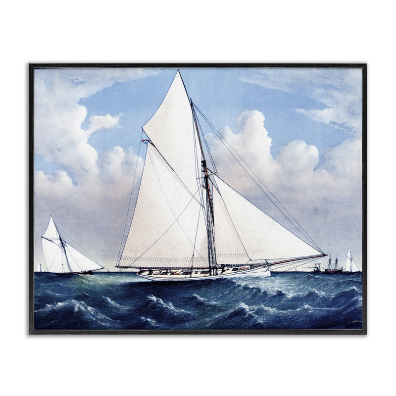 «Ship on Turbulent Waters», art giclée par Stellar Design Studio, Giclée encadrée noir minuit, H 24 po x l 30 po