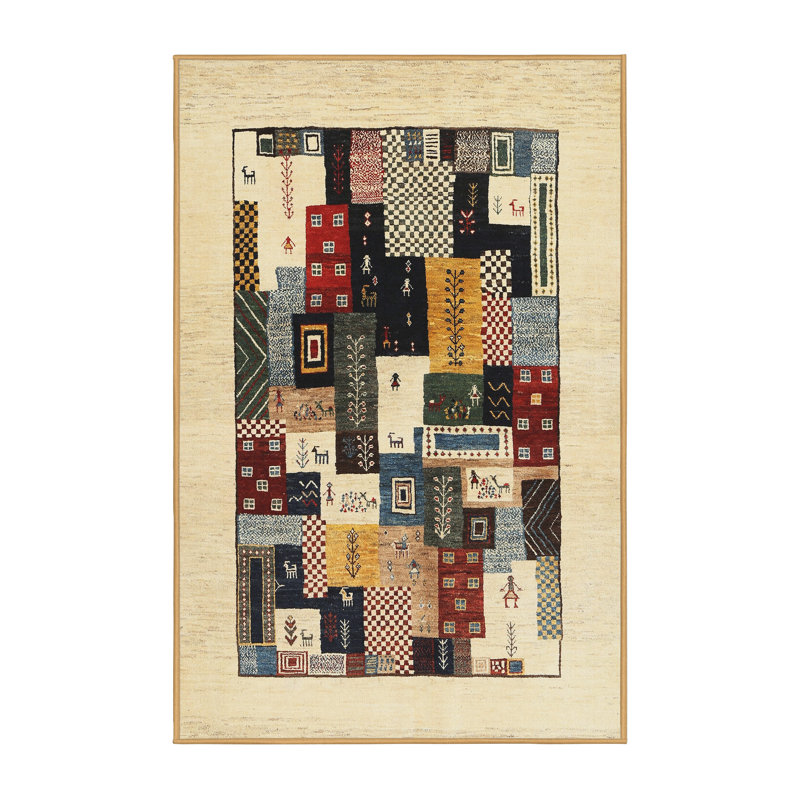 Tapis beige/brun/gris contemporain, Rectangle 3 pi x 5 pi