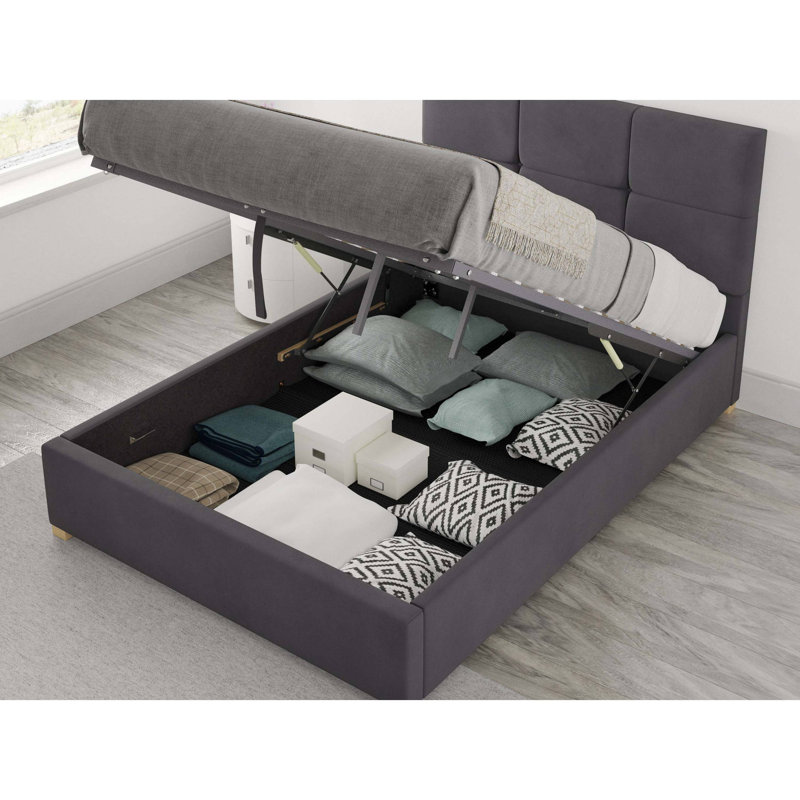 Moyers Upholstered Ottoman Storage Bed, Small Double (4'), Steel