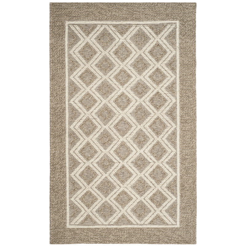 Kentshire Hand Woven Wool/Cotton Geometric Rug in Beige, Rectangle 10' x 14'