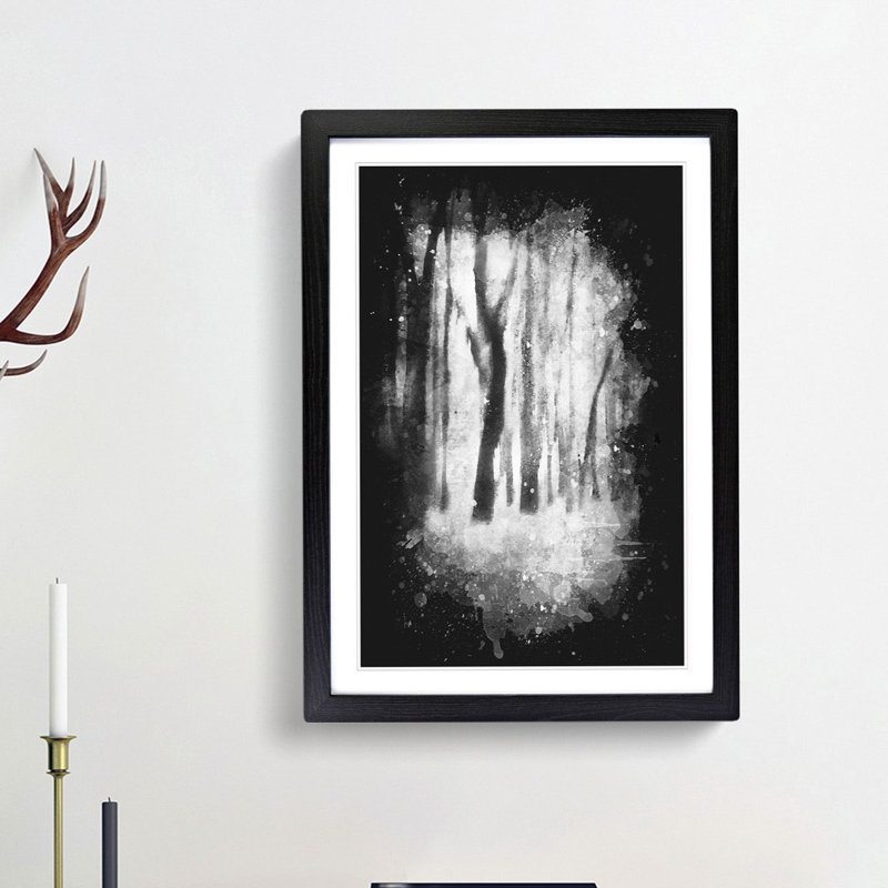 Forest Blur - Framed Print, 87cm H x 62cm W x 2cm D, Black Framed
