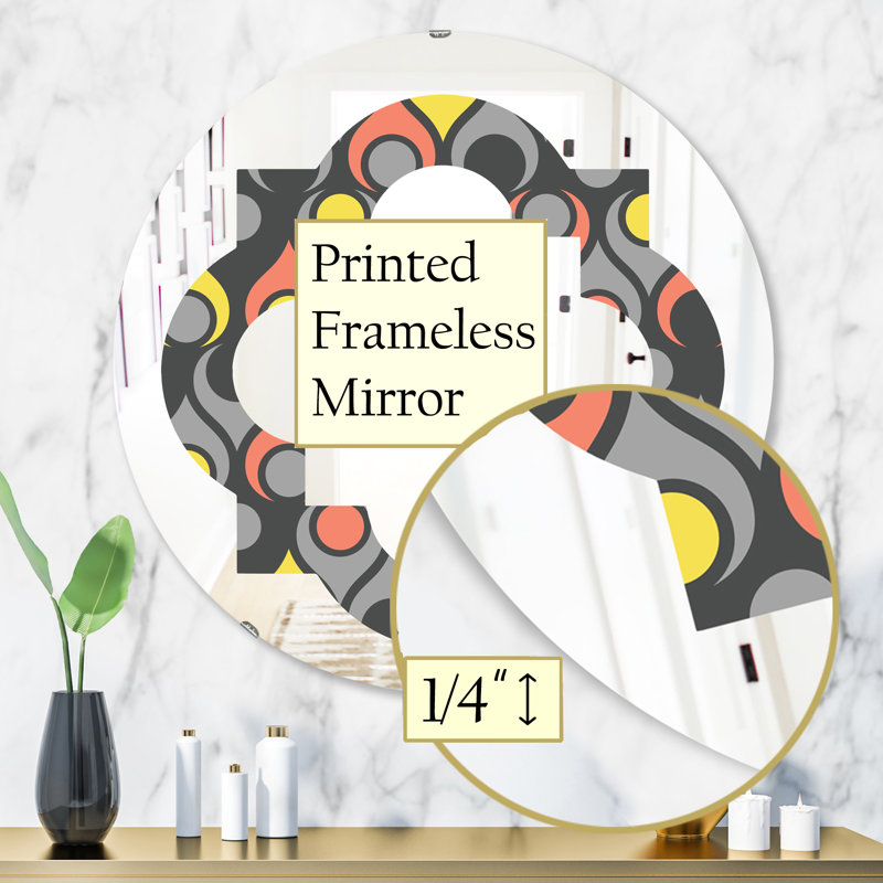Miroir mural Quatrefoil Glam, Quadrilobe géométrique de luxe art déco métall, H 31,5 po x l 31,5 po
