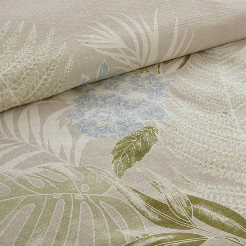 6 - Piece King Comforter With Bed Skirt And Shams Stunning Tropical Hues, Embroidery Details, Machine Washable Proof Cotton Including Decorative Pillows Weave, Reverse,