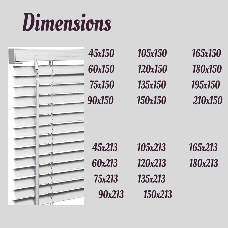 PVC & Aluminum Venetian Blinds, Easy Fit Window Blinds with Light Control & Privacy, 213 cm L x 180 cm W, White