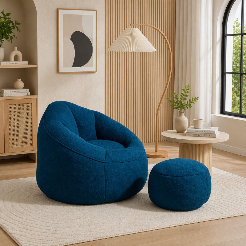 Fauteuil à billes avec repose-pieds, Blue