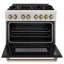 ZLINE Autograph 36 po. Cuisinière à double carburant en acier satiné avec détails noirs et bronze