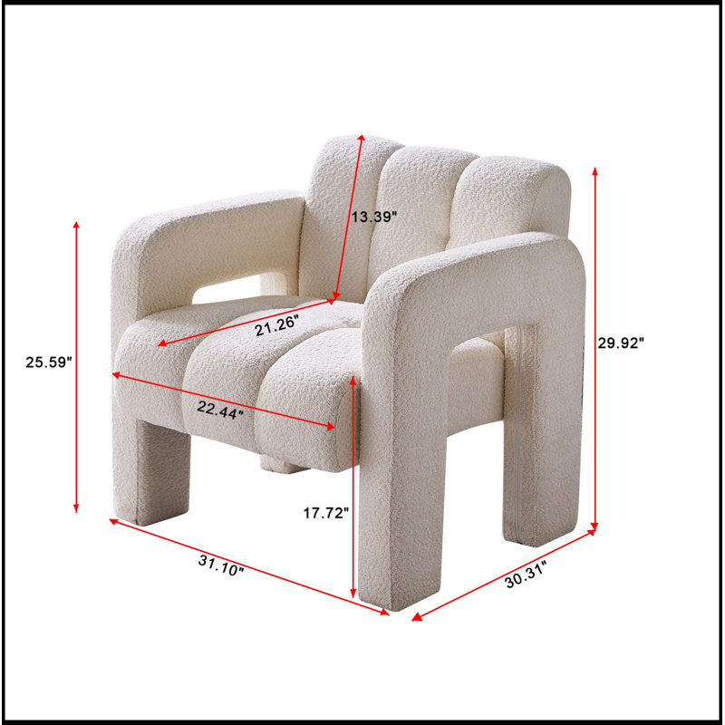 Fauteuil d'appoint rembourré 31,10 po, Beige