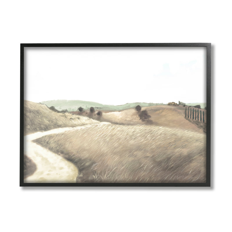 Art champêtre sur fond blanc, H 20 po x l 16 po, Giclée encadrée noir minuit