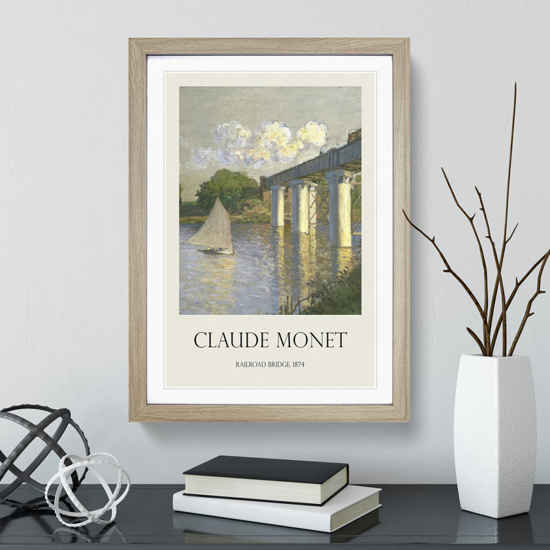 Railroad Bridge, Argenteuil by Claude Monet - Picture Frame Graphic Art, 36cm H x 27cm W x 2cm D