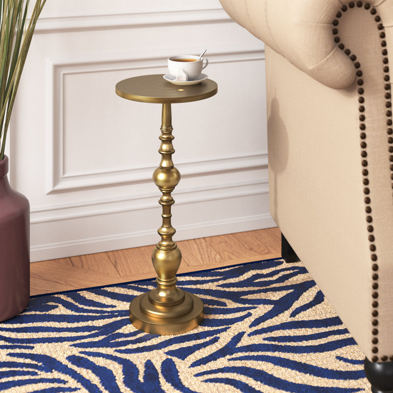 Millender Pedestal End Table, Antique Gold