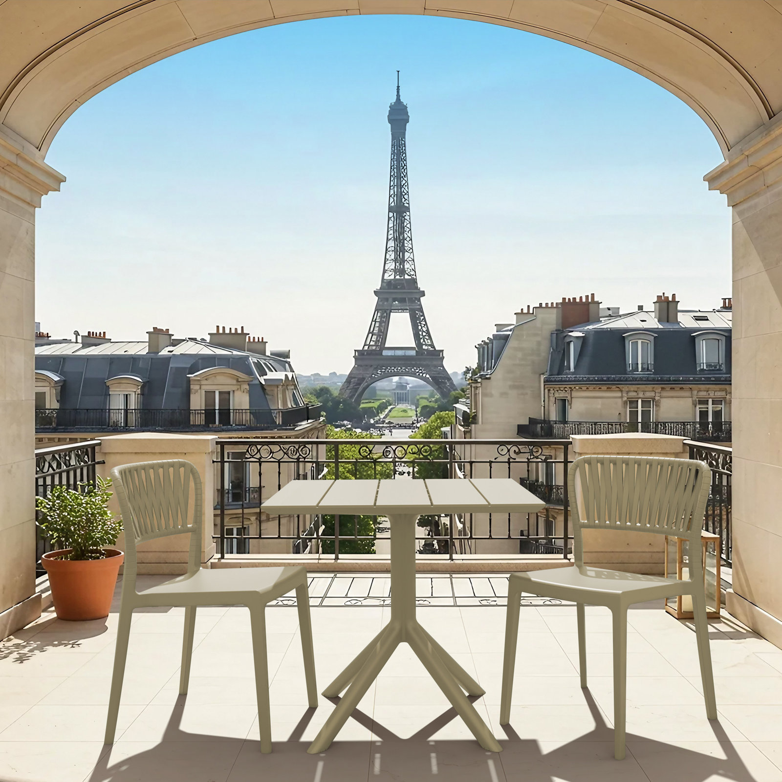 Newport Outdoor Stacking Dining Armchair, Taupe