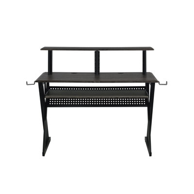 Bureau de musique noir avec plateau à clavier