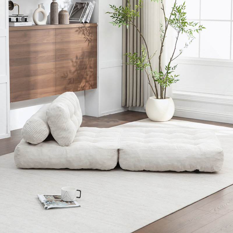Canapé-lit pliant, canapé-lit convertible avec matelas pliable avec coussin de dossier et support pour dossier, canapé-lit pliant portatif, canapé-lit confortable pour le salon, beige, simple