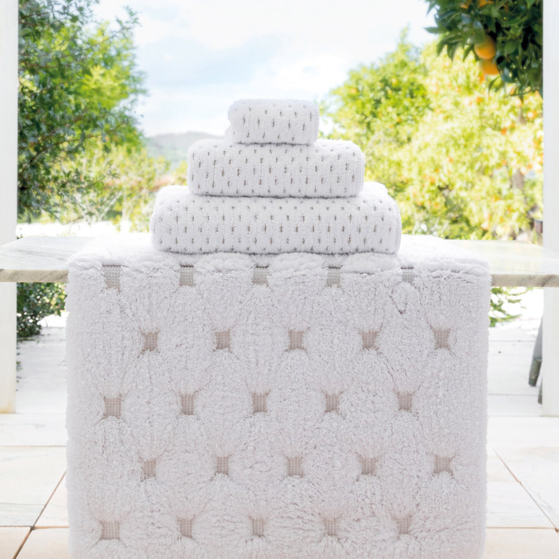 Alice 100% Cotton Bath, Hand Towel, White/Silver