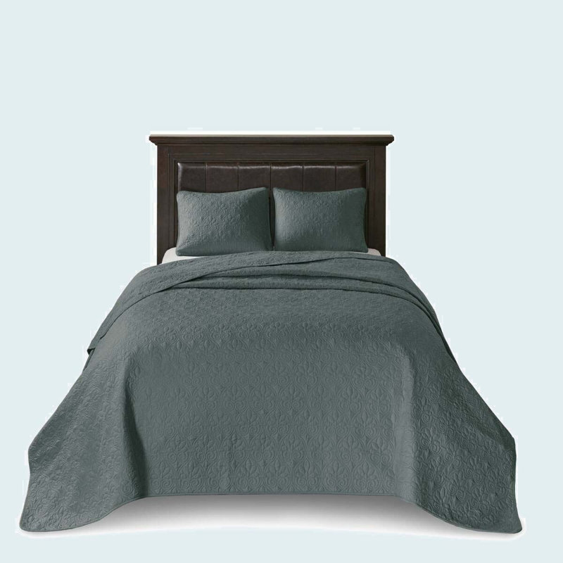 3 Piece Reversible Quilt Set Clay, Green, Full/Queen Quilt + 2 Standard Pillow Shams
