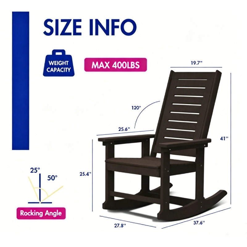 Chaise berçante d'extérieur Hdpe (ensemble de 4), Brown