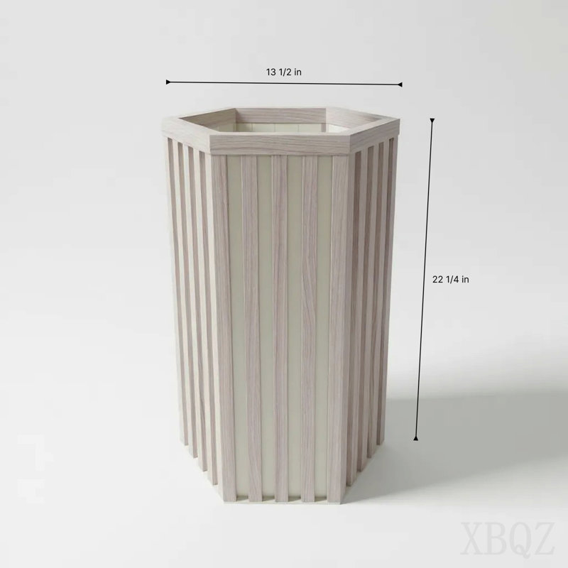 Hexagon Column Planter Md - Ash Brown, Ash Brown, 22.25" H x 13.5" W x 11.75" D