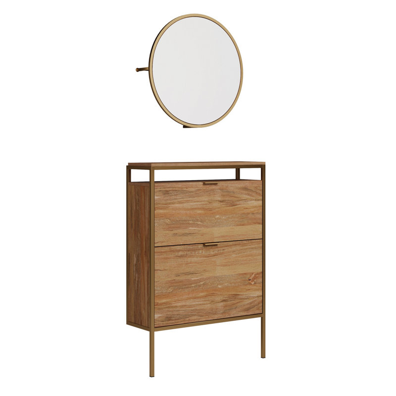 Wall-Mounted Shoe Cabinet With Mirror