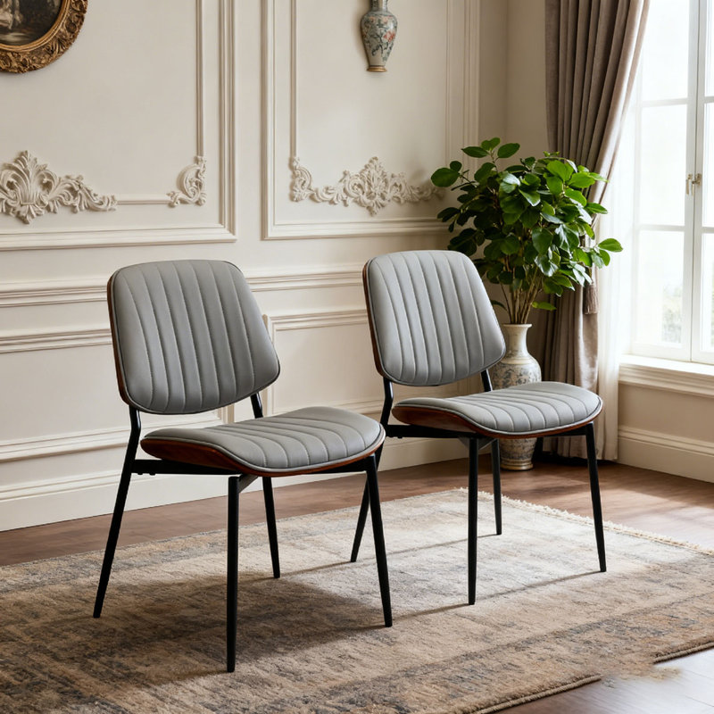 Chaise moderne en similicuir, Polyuréthane gris