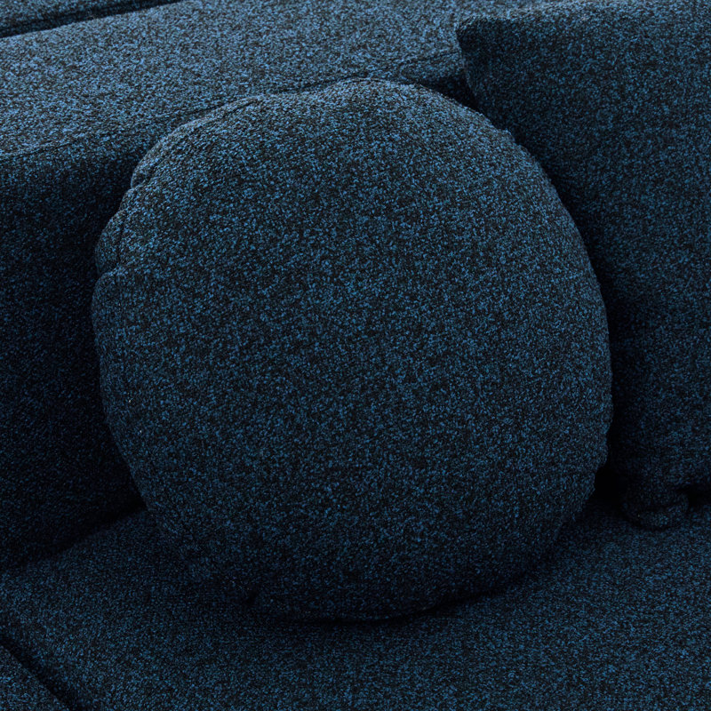 Blue - Combined 114.9" Modular Sectional, Curved Design, 24.4" Deep Seating, Pocket Springs And Supportive Throw Pillows Sectional Boneless, Seat Depth, High Density Foam Cushions