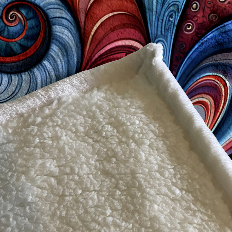 Throw Blanket, 51" W x 60" L, Abstract, Blue/Red