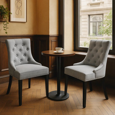 Tufted Upholstered Gray Dining  Chair 