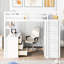 Lit mezzanine double blanc avec tiroirs, bureau et garde-robe - Chambre pour adolescents et fonctionnalités. Tiroirs de rangement, travail. Vêtements. Bois massif. L 78,3 po x l 56,7 po x H 65 po
